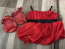 Build A Bear Clothing Lot Outfit Red Rose Evening Dress/Shoes
