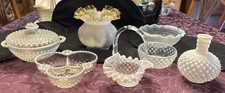 Fenton Anchor Hocking Opalescent Hobnail Collection-7 Pieces - Vintage