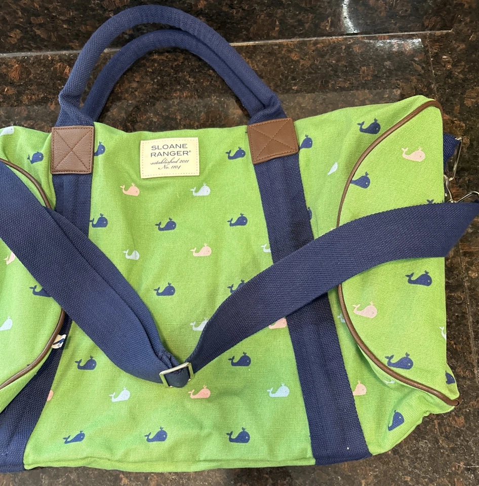 Bolsa de viaje Sloane Ranger de lona con ballenas verde💚🐋🩷 Foto 2 de 4