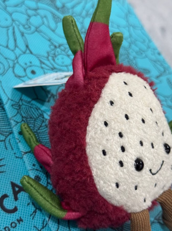 Jellycat Amuseables Dragon Fruit Bag Charm Plush Keychain Cute
