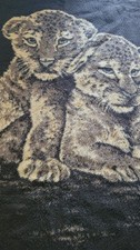 VTG TAC Lion, Cheetah, Leopard Cubs Acrylic Throw Blanket 76x54 USA Reversible