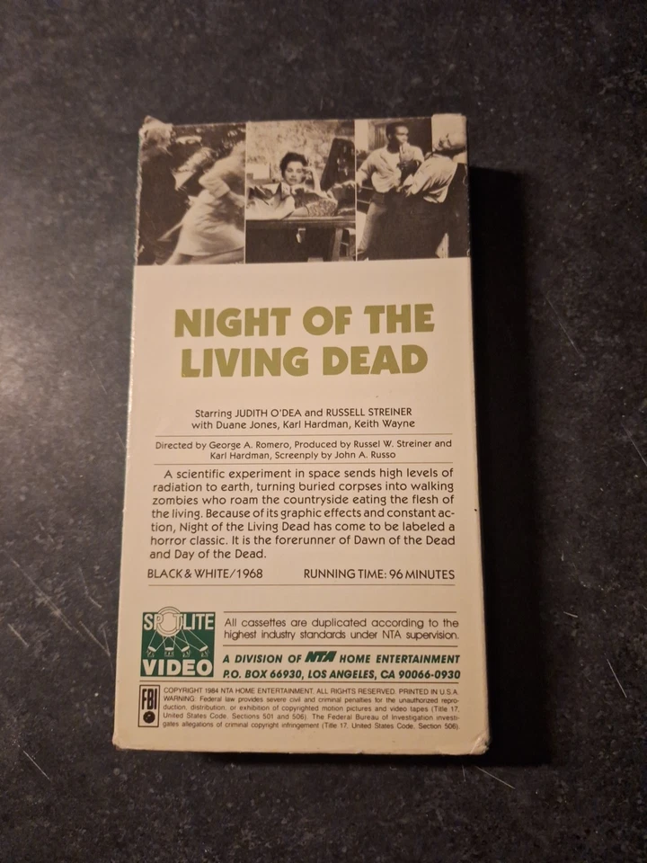 NIGHT OF THE LIVING DEAD Rare Spotlite Video VHS George Romero Cult Horror  - Image 2 of 4