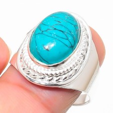 Green Turquoise Gemstone Handmade 925 Sterling Silver All Size Ring For Gift