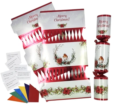 EVELAY LTD Christmas Cracker Make Fill Your Own kit Makes 12 Crackers Hats Joke Robins