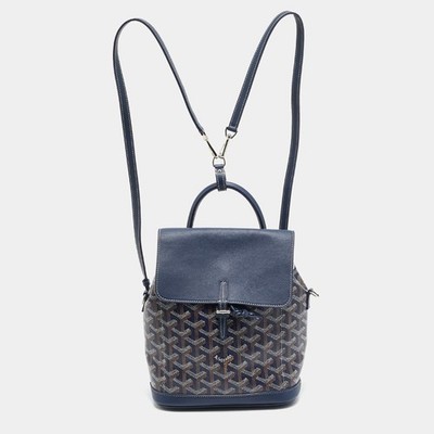 Goyard Alpin Mini Navy Blue Goyardine Coated Canvas and Leather Backpack