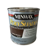 Minwax PolyShades Stain & Polyurethane ROYAL WALNUT GLOSS 1/2 Pt New