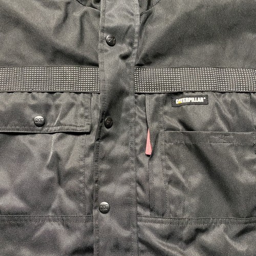 Vintage Caterpillar Jacket Mens Large Black CAT Quilted Lined Work Coat - Picture 6 of 9
