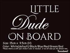 LITTLE DUDE ON BOARD Reflective Car Sticker Warning Van Window Best Gift