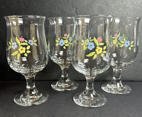 4 Libbey Perennials Pfaltzgraff Stemware Glasses Medley Collection 8 Oz (T)