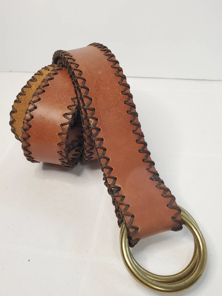 J. Crew Brown Leather Belt Women size S/M  Stitched  Boho Western Cowboy Rodeo - Изображение 2 из 4