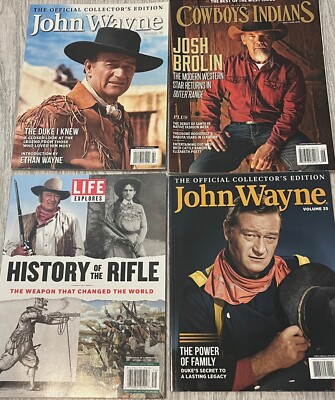 4 John Wayne Rifles Guns Cowboys and Indians Westerns Magazines