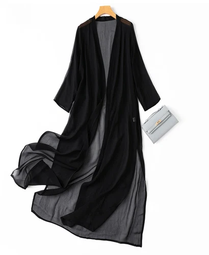  Seiden Cardigan dünn lang Oberteil Kimono Schal Mantel Sommer Strand Cover Up MM148 - Bild 12 von 40