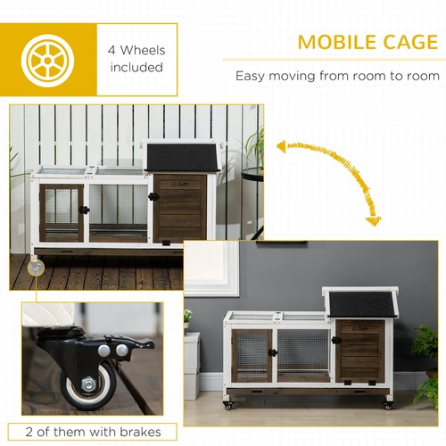 Wooden Rabbit Hutch with Wheels, Guinea Pig Cage, Small Animal House for Pet - Picture 7 of 11