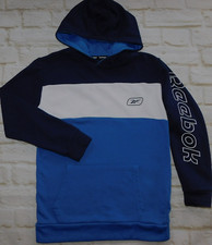 REEBOK   Boys 10-12   Blue/White/Navy Pullover Hoodie Sweatshirt L Large   DH50