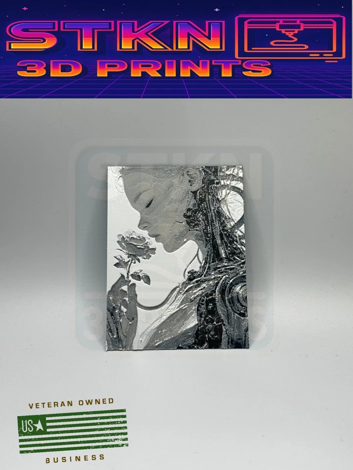 🎨 Cyborg Girl and Flower | Sci-Fi Art Relief - Large Decal Case Mod Magnet - Image 2 of 4