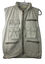 Banana Republic VTG Safari Vest Zip Up Fishing Outdoor Travel Mens LARGE Hood
