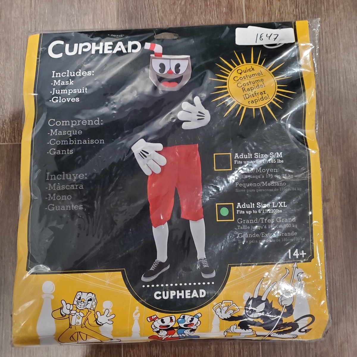 Cuphead Mugman Costume Adult Size Large / XL New Halloween Cosplay