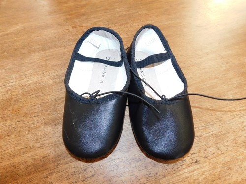 Little Girls Black "DANSKIN" Full Sole BALLET Shoes/ SLIPPERS sz 12