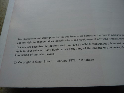 FORD CONSUL Owners handbook. Rare 1st edition. Feb 1972. Good condition. - Picture 2 of 4