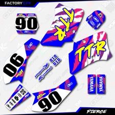 Retro Blue Yellow Fierce Racing Graphics Kit fit 00-08 YAMAHA TTR90 TTR 90 decal