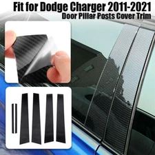 6x Carbon Fiber Pillar Post For 2011-2021 Dodge Charger Set Door Trim Cover Set