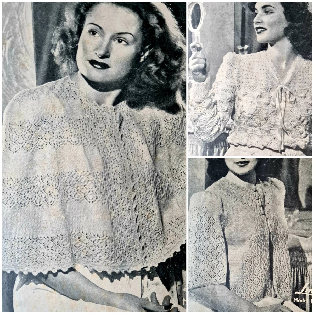 1950s Bed Jacket Cape Kimono Sleeve Eyelet Lace Lincoln 146