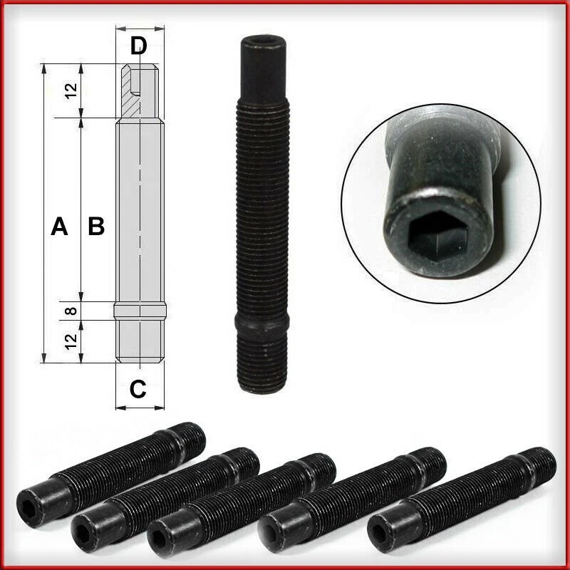 BIMECC KIT Colonnette Prigionieri a Brugola per mozzo auto M12x1,5 lungh. 90mm 20 Pezzi
