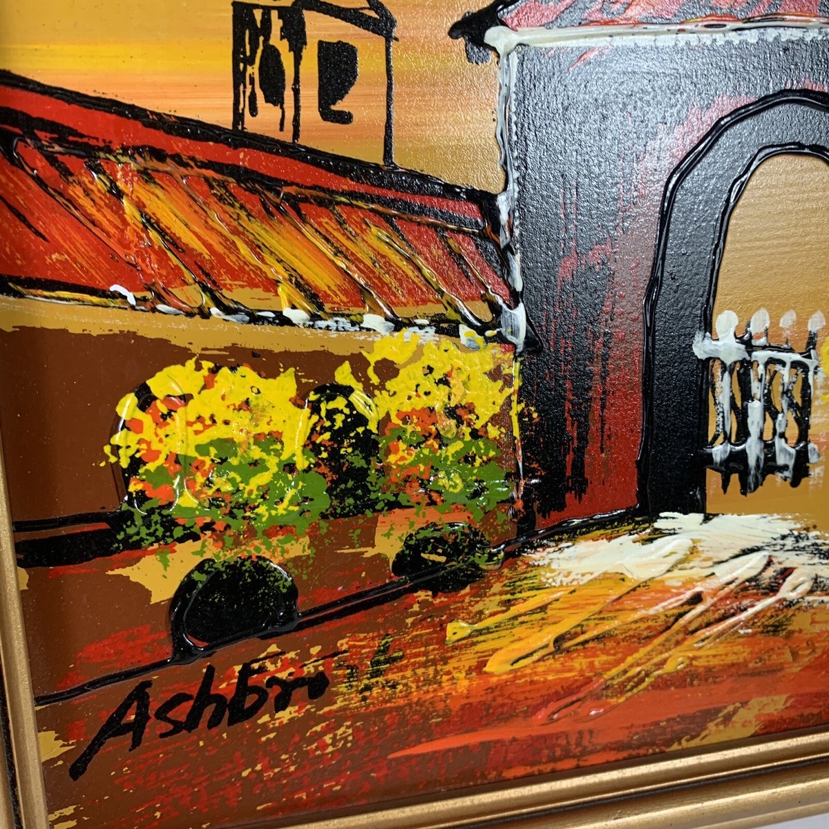 Vintage Ashbrook Oil Painting Gold Painted Wood Frame 15x15 | eBay