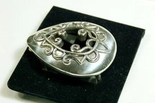 Terry Stack teardrop interchangeable belt buckle 1 inch belt loop silver tone