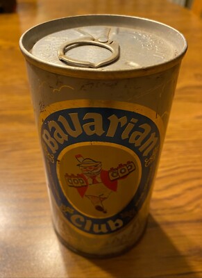 Bavarian Club Premium Steel 12 oz. Empty Pull Tab Beer Can JOS HUBER BREW CO