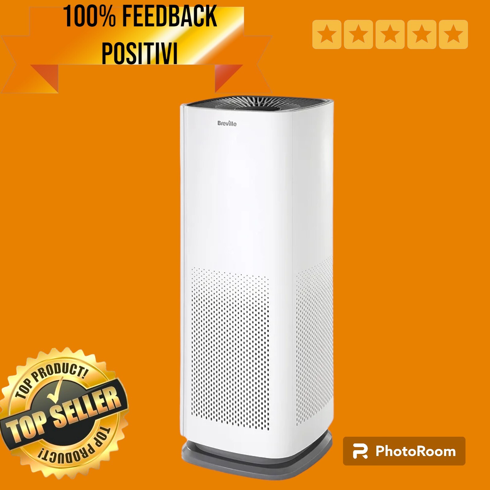 Breville purificatore d'aria autosensense,silenzioso, 4velocità, modalità notte.