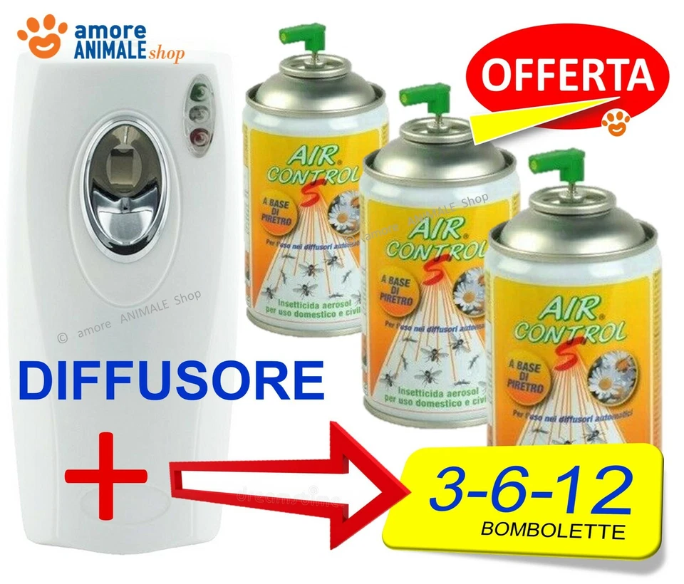 ORMA Erogatore + AIR CONTROL S → 3 / 6 / 12 bombolette Insetticida a Base di Piretro
