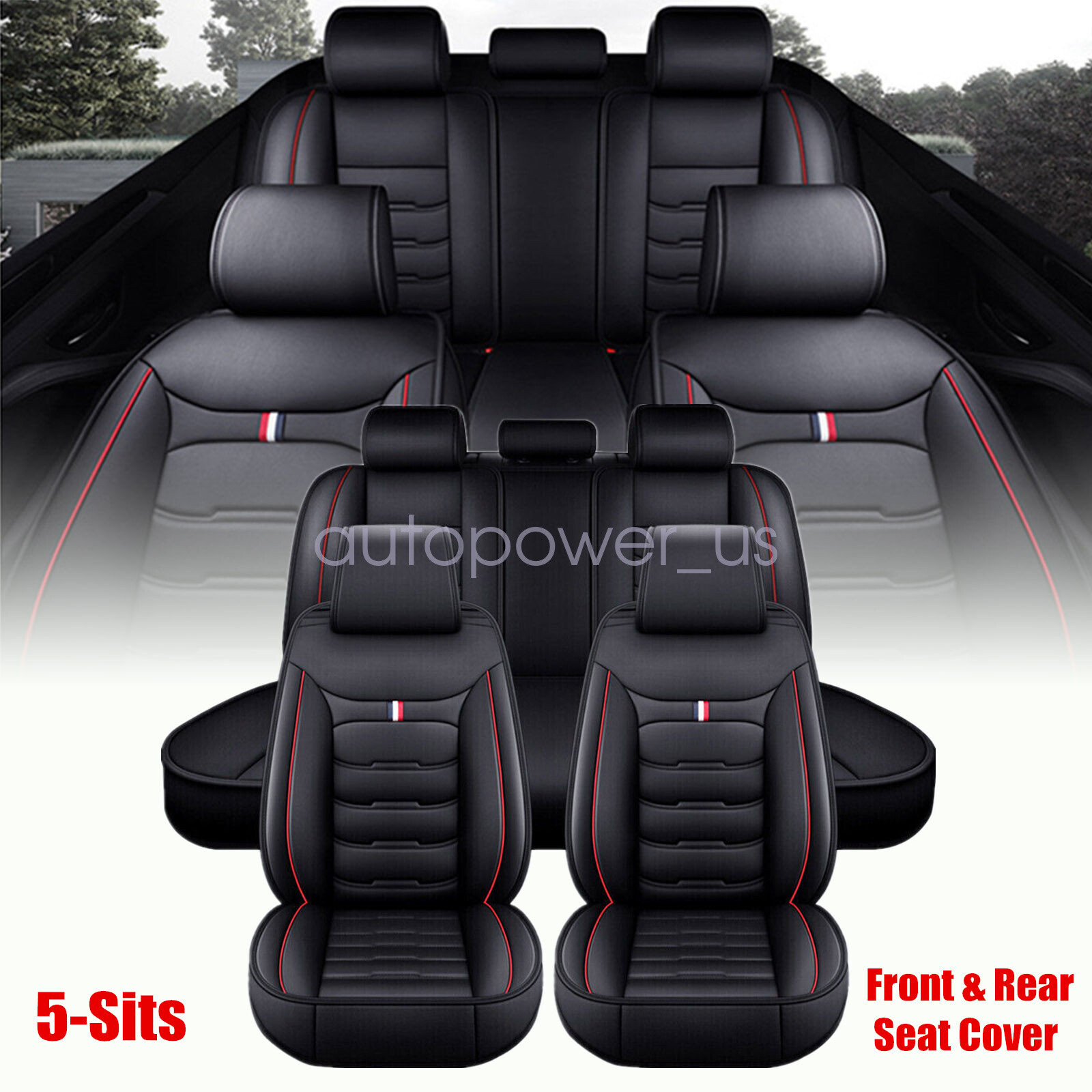 Car Seat Cover Front & Rear 5-Sits Cushion Pad PU Leather For Cadillac SRX CTS-image
