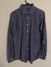 Gitman Bros Made in USA Purple Checkered L/S Button Up Dress Shirt - Men's Large