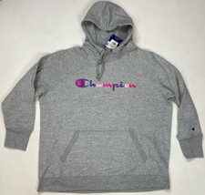 Champion Fleece Pullover Hoodie Women 1X Oxford Gray Script Spellout Logo 55