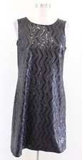 NWT Banana Republic Monogram Black Chevron Sequin Cocktail Party Dress Size 10