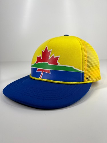 Lost Art Canada maple leaf cap hat yellow blue adjustable one size fits most - Picture 4 of 9