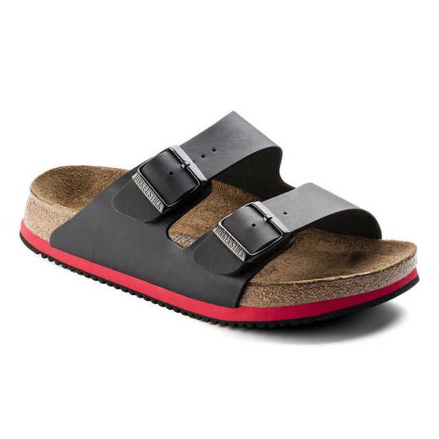Sandali Birkenstock Arizona Superrunf fiore di Birko nero/rosso normale taglia 44- Sandali Birkenstock Arizona Superrunf fiore di Birko nero/rosso normale taglia 44-