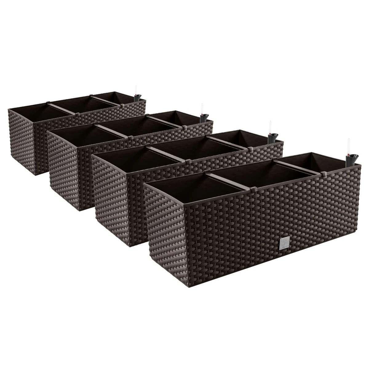 PAFEN Vaso Effetto Rattan In Plastica, Bianco, Diametro 20 Cm, Con Inserto Per Piante, Resistente Alle Intemperie - 3