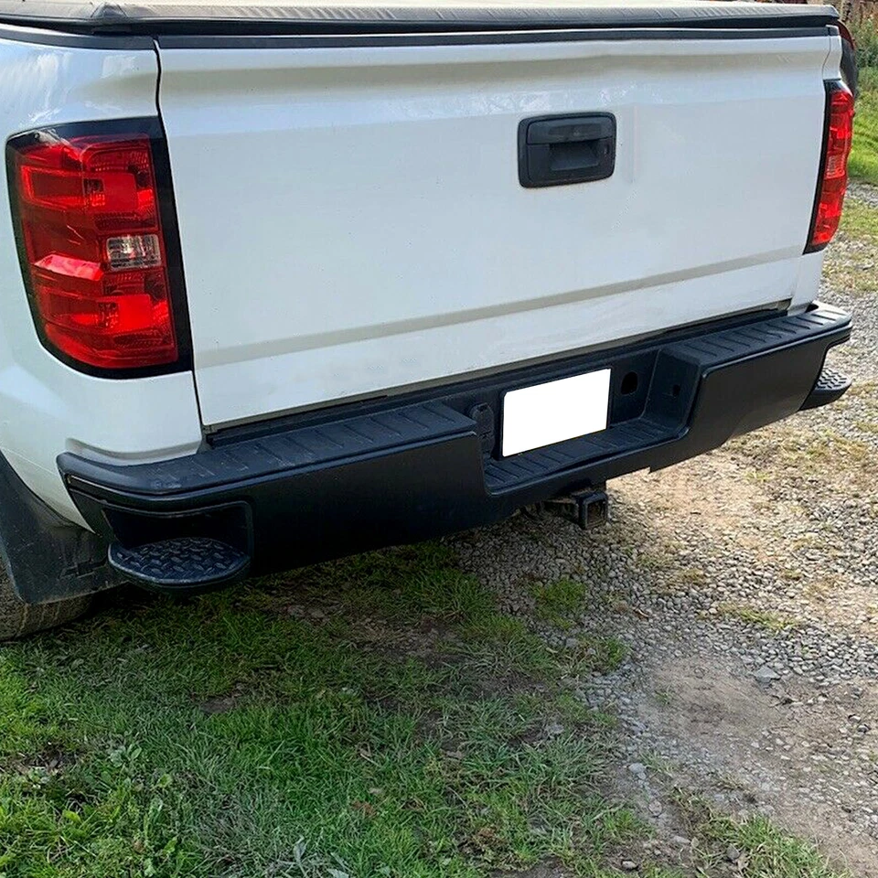 Black Rear Step Bumper Assembly For Chevy Silverado 1500 GMC Sierra 2014-2018 - Image 2 of 4
