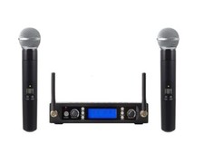Professional 2 Channel UHF Wireless Dual Handheld Karaoke Microphone Cordless