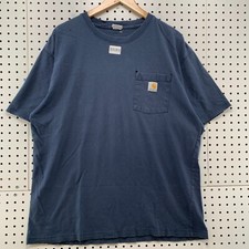 Vintage Carhartt Pocket Shirt Mens Large Faded Blue Distressed Workwear 24x29