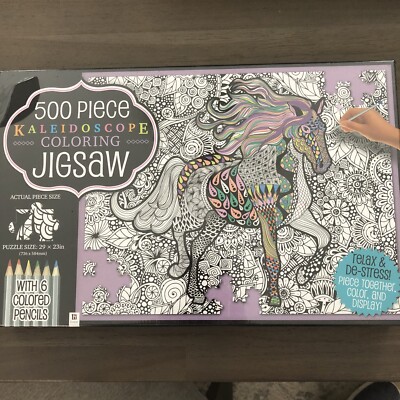 Kaleidoscope Coloring Puzzle Horse Through The Fields 500 Piece & ColorPencils