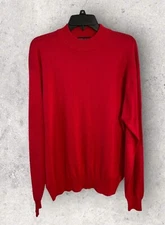 Mark Shale Men’s Silk Blend Pullover Sweater Size L Lightweight Mock Neck Red