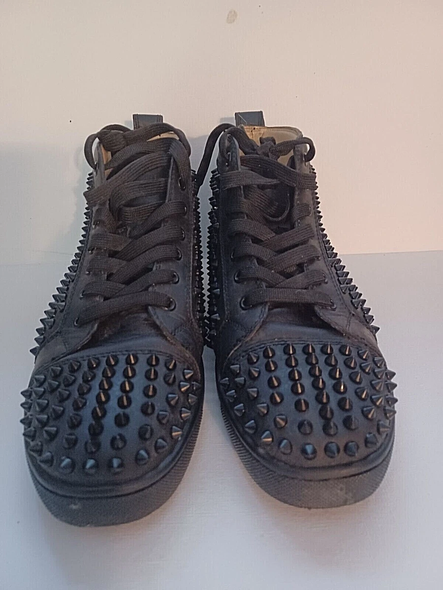 Louis Spikes - Sneakers - Calf leather and spikes - Black - Christian  Louboutin