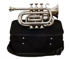 SUPER SALE Pocket Trumpet 3V Pro Nickle Plated with M/P And FREE HARD Case