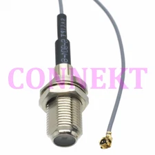 F TV female jack nut bulkhead to IPX U.fl female crimp 1.13mm cable pigtail 20cm