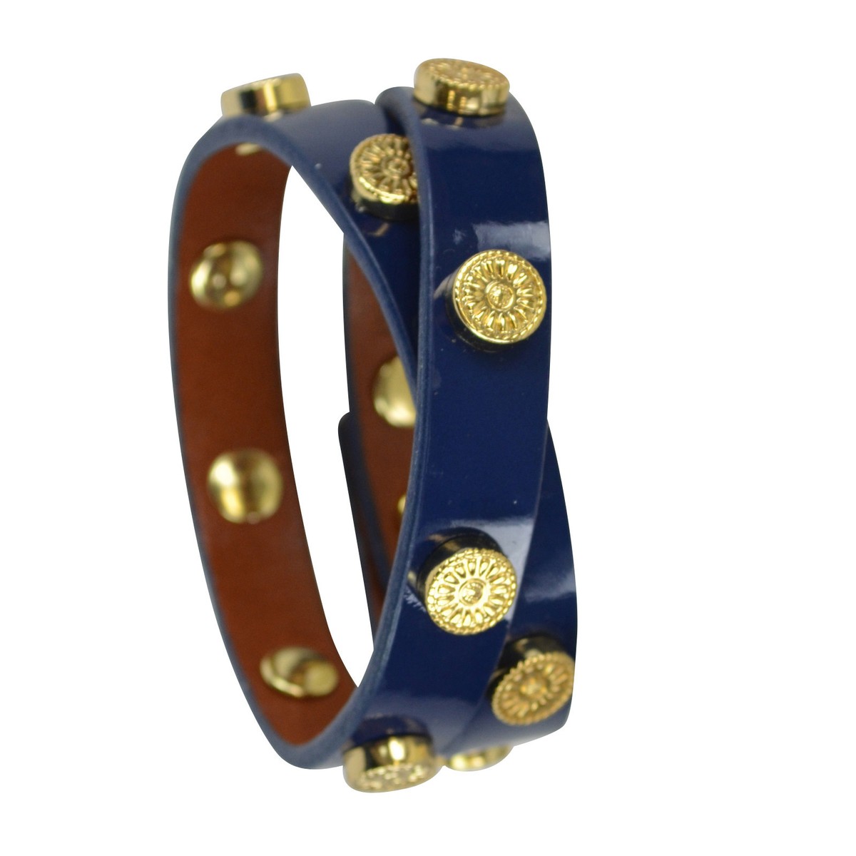 NEW Tory Burch Patent Leather Sunflower Double Wrap Bracelet