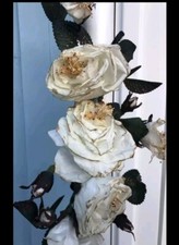 Hochwertige Seidenblumen Rosenranke  11 Blüten 70x25 cm, Cream-Gold, biegbar