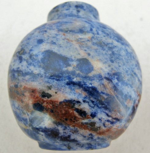 Chinese Blue Lapis ? or Other Stone Snuff Bottle with Carnelian Agate (2.35") - Picture 11 of 12